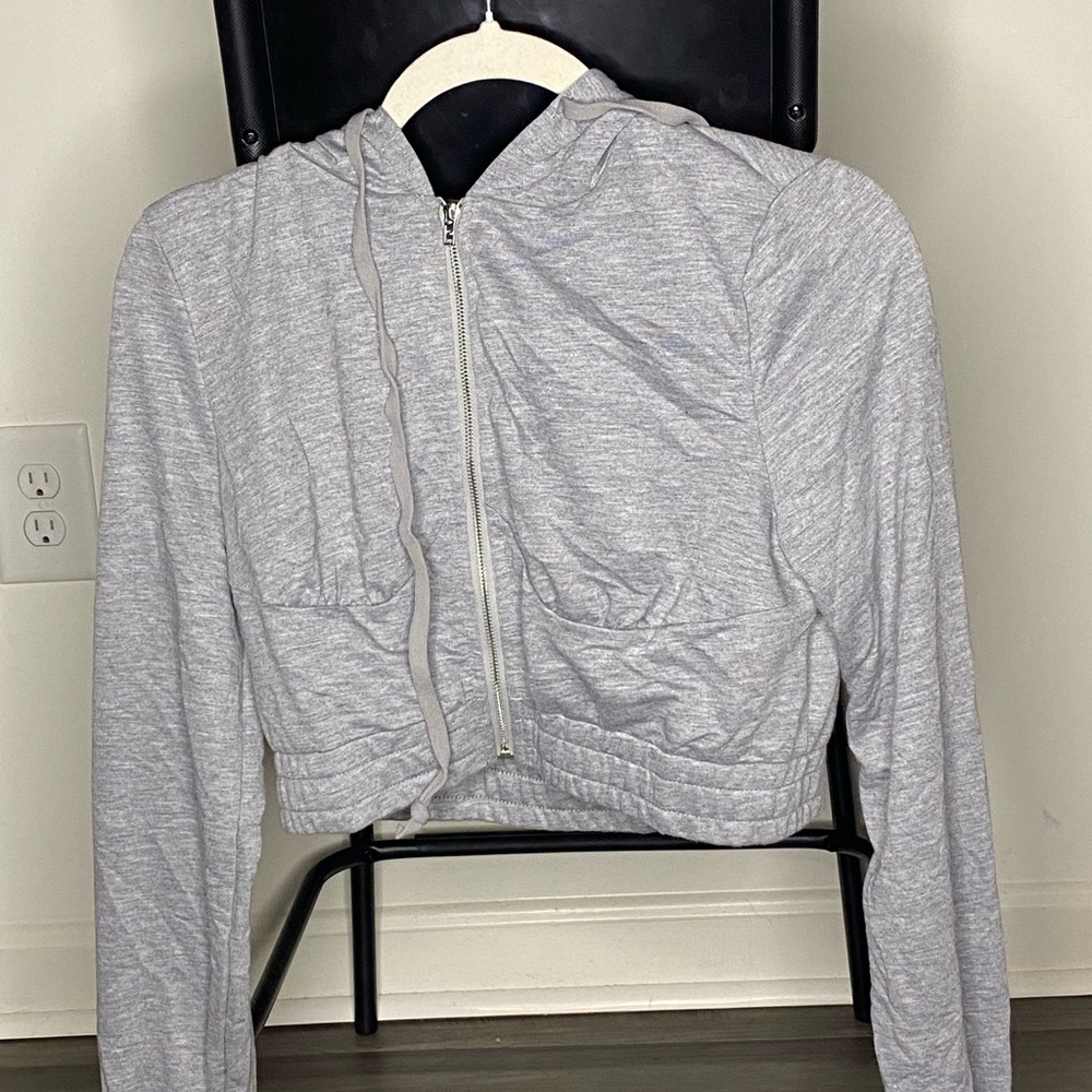 Grey Crop Hoodie, Size Medium